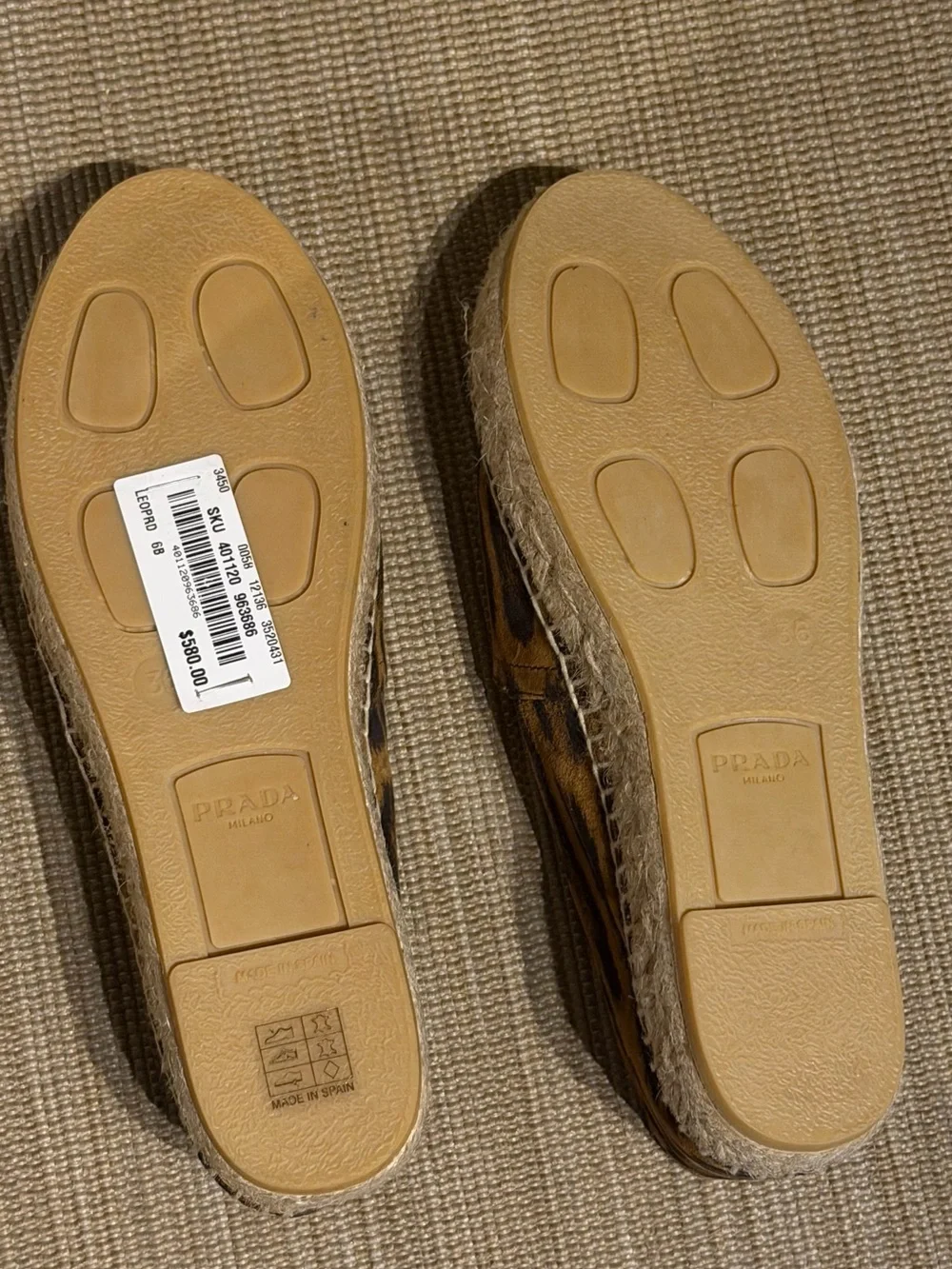 Prada Brown Tiger-Print Espadrille Flats